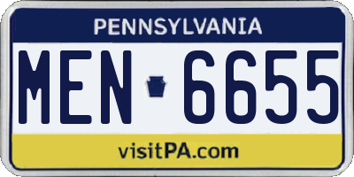 PA license plate MEN6655