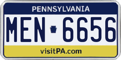 PA license plate MEN6656