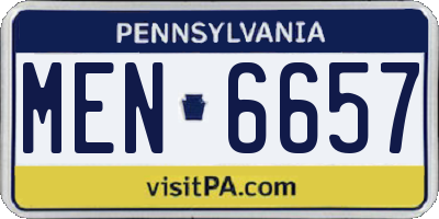 PA license plate MEN6657