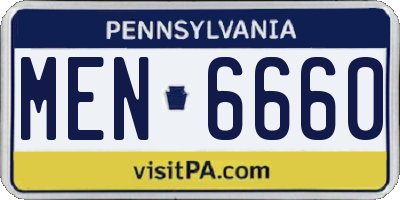 PA license plate MEN6660