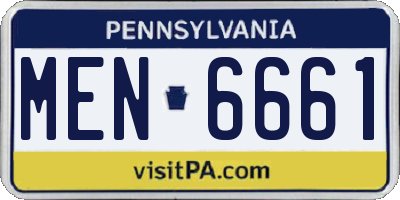 PA license plate MEN6661