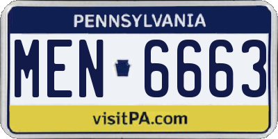 PA license plate MEN6663