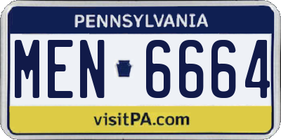 PA license plate MEN6664