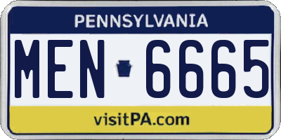 PA license plate MEN6665