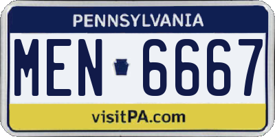 PA license plate MEN6667