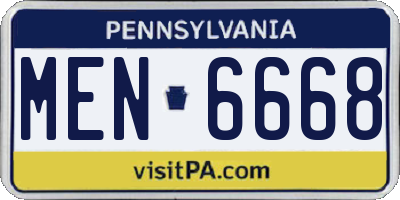 PA license plate MEN6668