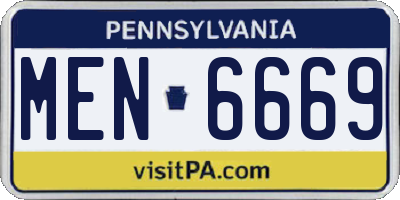 PA license plate MEN6669
