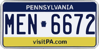 PA license plate MEN6672