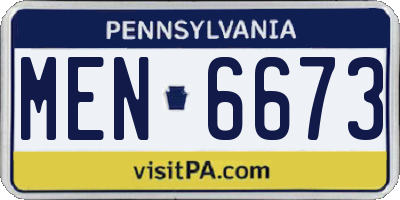 PA license plate MEN6673