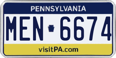 PA license plate MEN6674