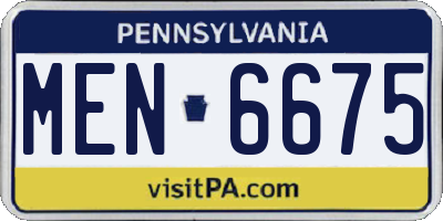 PA license plate MEN6675