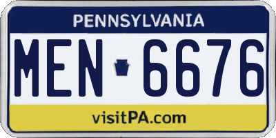 PA license plate MEN6676