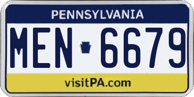 PA license plate MEN6679