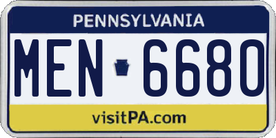 PA license plate MEN6680