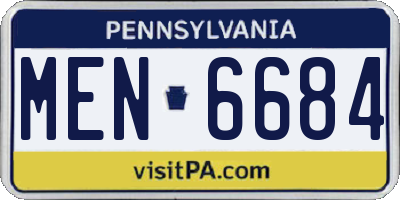 PA license plate MEN6684