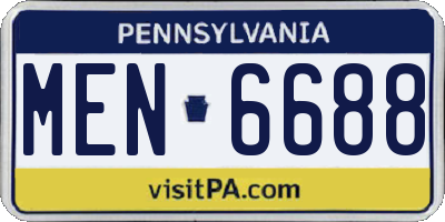 PA license plate MEN6688