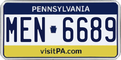 PA license plate MEN6689