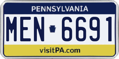 PA license plate MEN6691