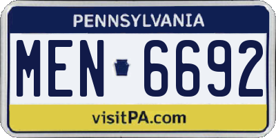 PA license plate MEN6692