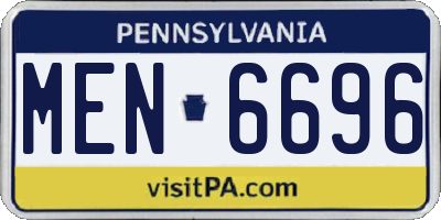 PA license plate MEN6696