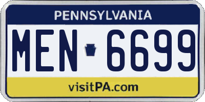 PA license plate MEN6699