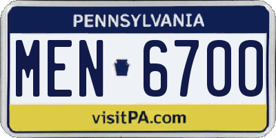 PA license plate MEN6700