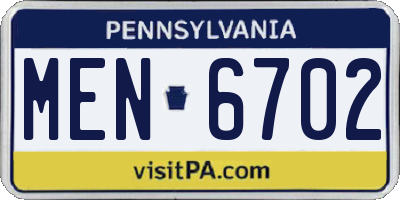 PA license plate MEN6702