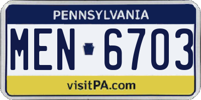 PA license plate MEN6703