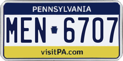 PA license plate MEN6707