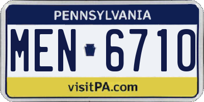 PA license plate MEN6710
