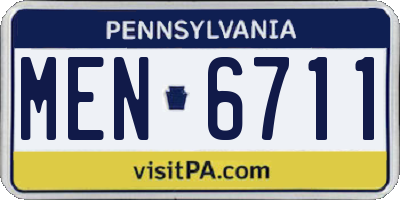 PA license plate MEN6711