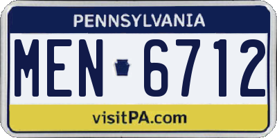 PA license plate MEN6712