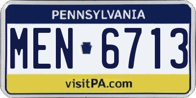 PA license plate MEN6713
