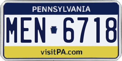 PA license plate MEN6718