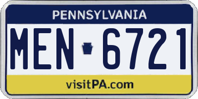 PA license plate MEN6721
