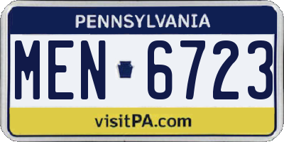 PA license plate MEN6723