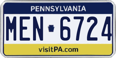 PA license plate MEN6724