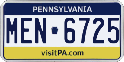 PA license plate MEN6725