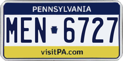 PA license plate MEN6727