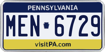 PA license plate MEN6729