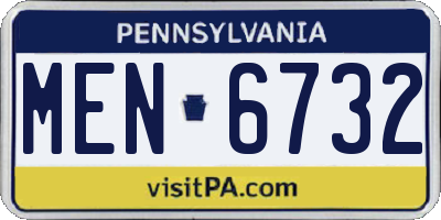 PA license plate MEN6732
