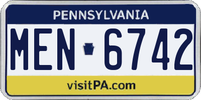 PA license plate MEN6742