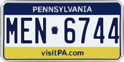 PA license plate MEN6744