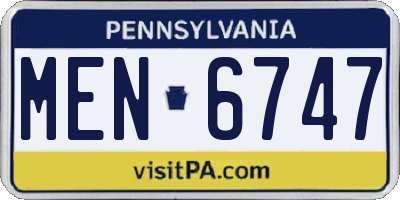 PA license plate MEN6747