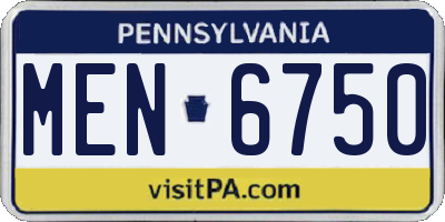 PA license plate MEN6750