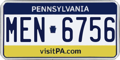 PA license plate MEN6756