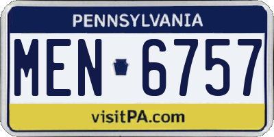PA license plate MEN6757