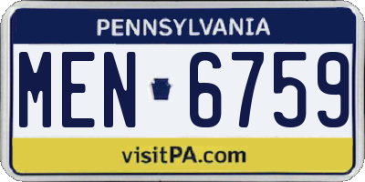 PA license plate MEN6759