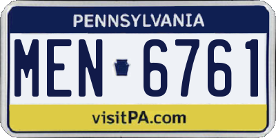 PA license plate MEN6761