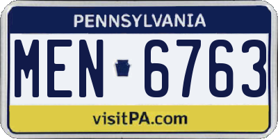 PA license plate MEN6763